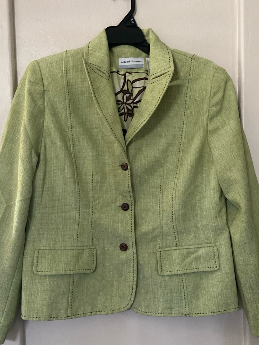 Alfred Dunner Light Green Tailored Linen-Blend Blazer